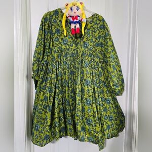 NATURAL LIFE Green and Blue Floral Mini Dress